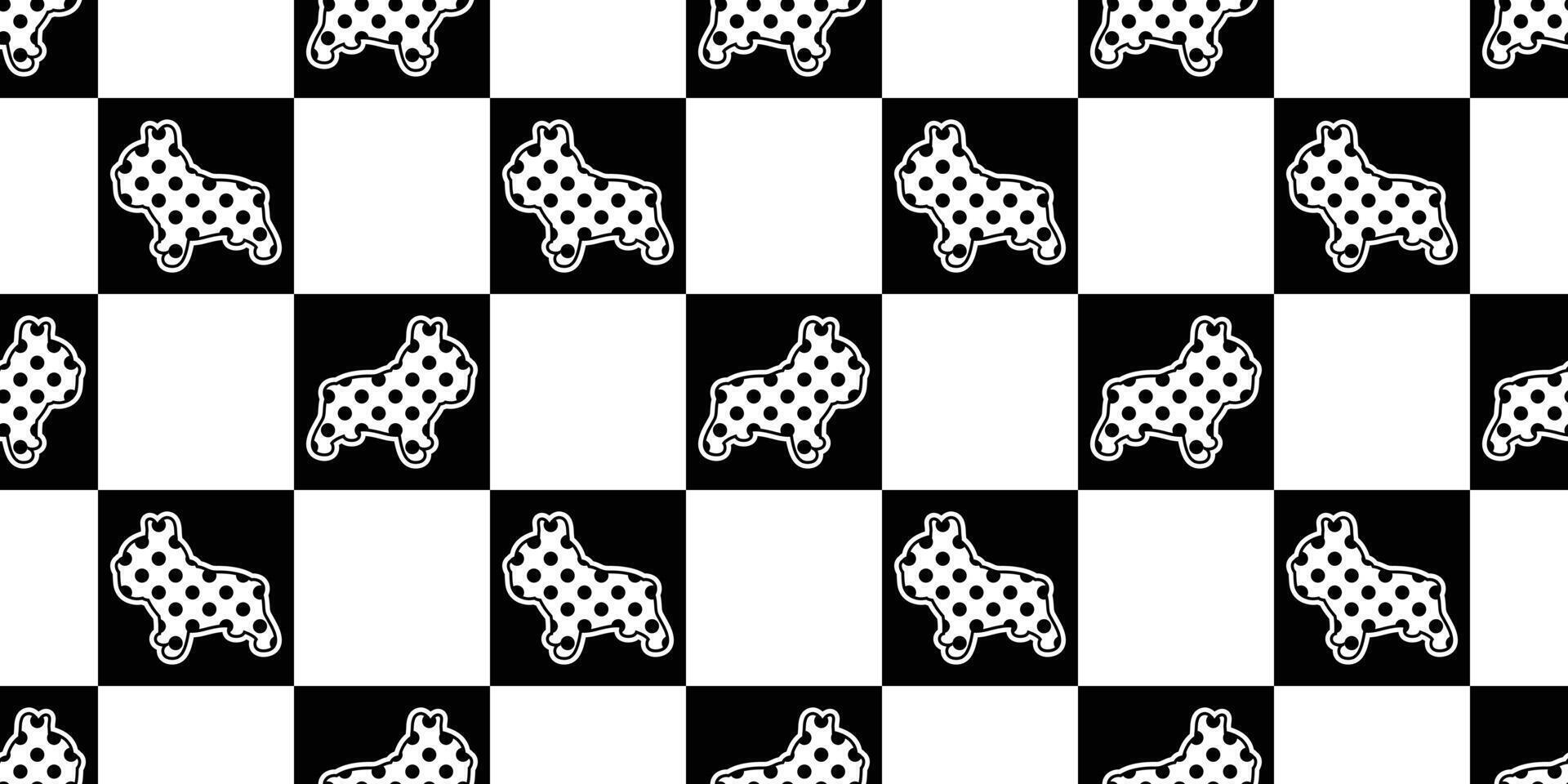 dog seamless pattern french bulldog pet puppy polka dot checked cartoon doodle tile background repeat wallpaper illustration scarf isolated vector