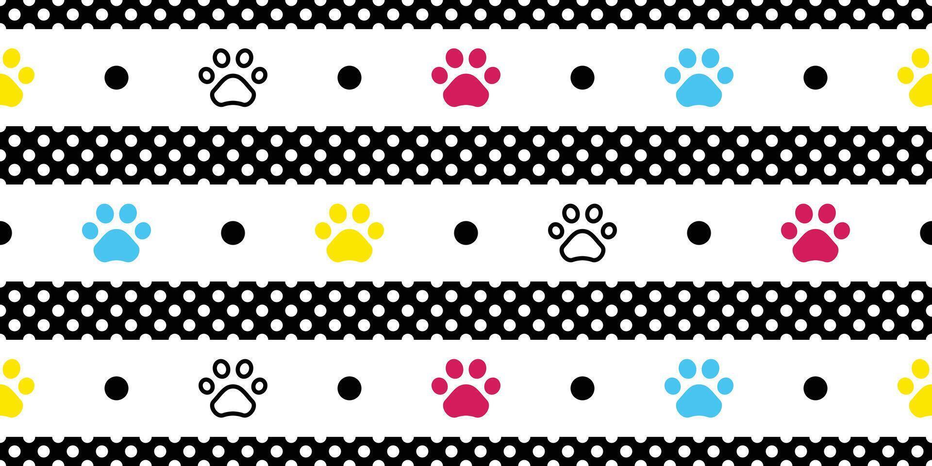 dog paw seamless pattern cat footprint polka dot kitten calico puppy breed cartoon pet repeat wallpaper gift wrapping paper tile background doodle illustration design isolated vector