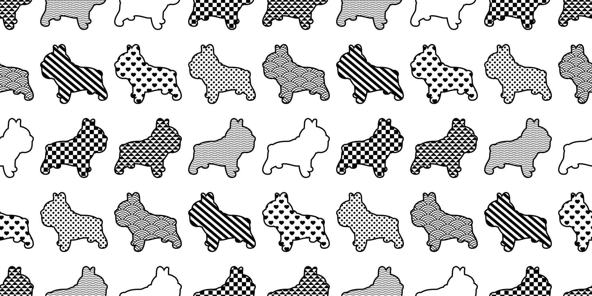 dog seamless pattern french bulldog pet puppy polka dot checked cartoon doodle tile background repeat wallpaper illustration scarf design isolated vector