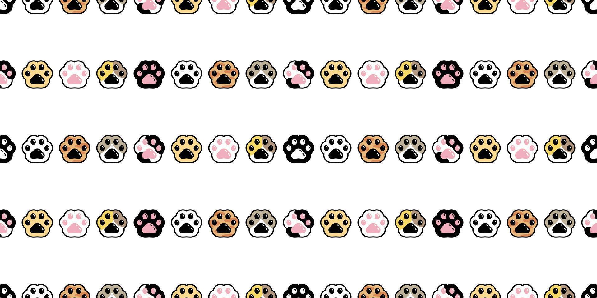 cat paw seamless pattern dog footprint kitten calico pet puppy breed cartoon doodle repeat wallpaper tile background gift wrapping paper illustration design isolated vector