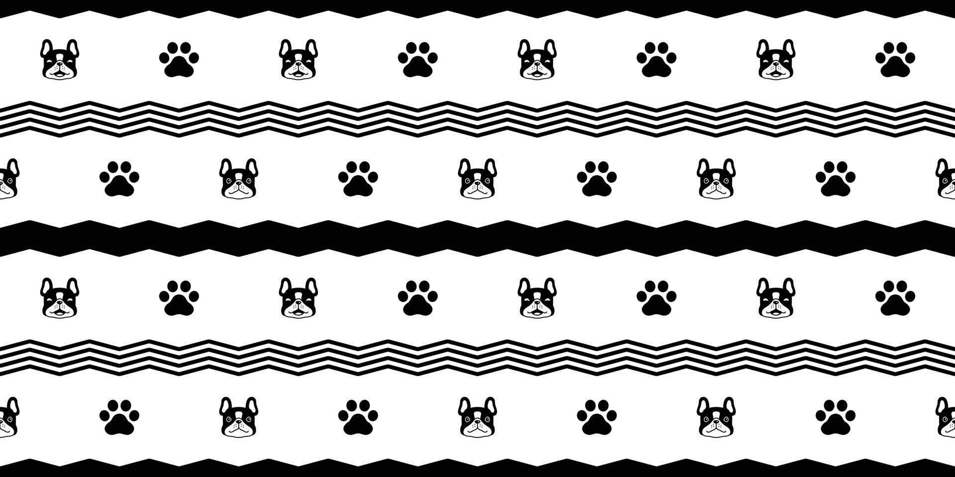 dog seamless pattern french bulldog paw footprint zigzag pet puppy breed cartoon repeat wallpaper doodle tile background illustration design isolated vector
