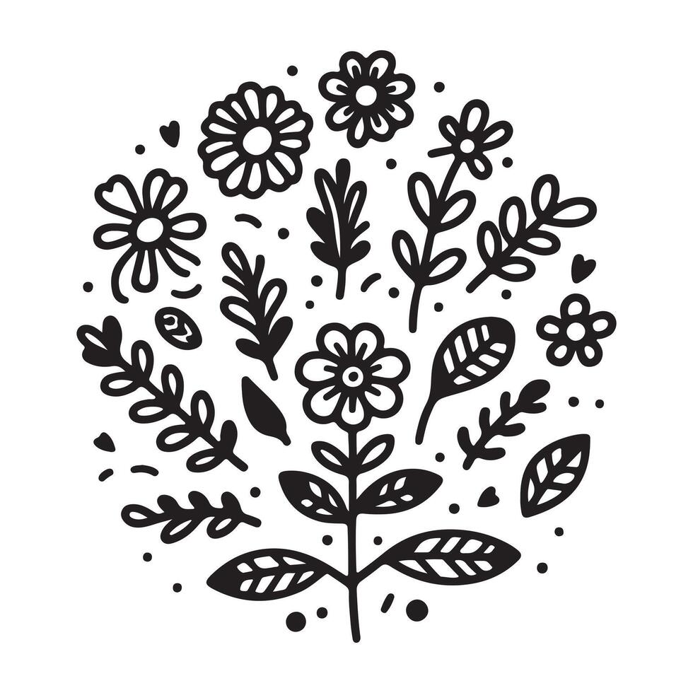 Hand drawn flower doodles. Hand drawn sketch of spring flower plant. simple flower with white background vector