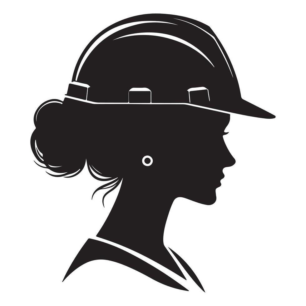 Profile silhouette of a female architect, engineer or construction worker. illustration with white background vector