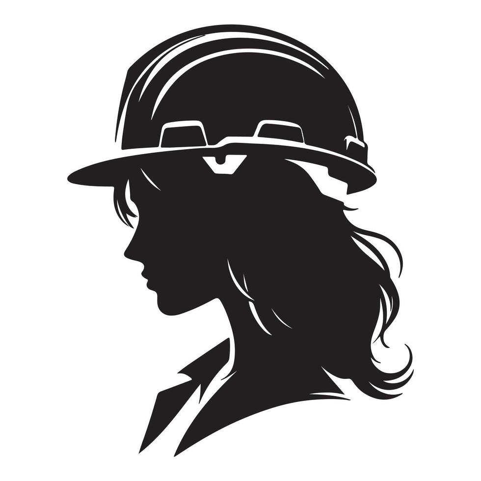 Profile silhouette of a female architect, engineer or construction worker. illustration with white background vector