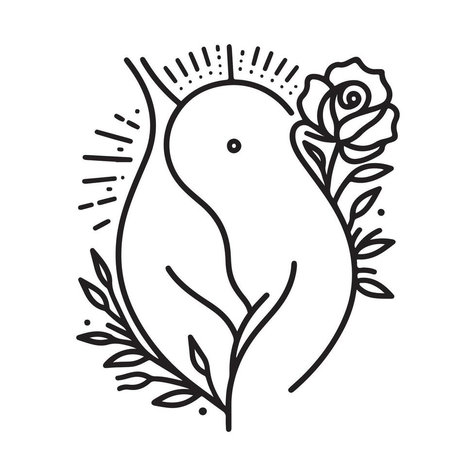 black single line tattoo with white background vector
