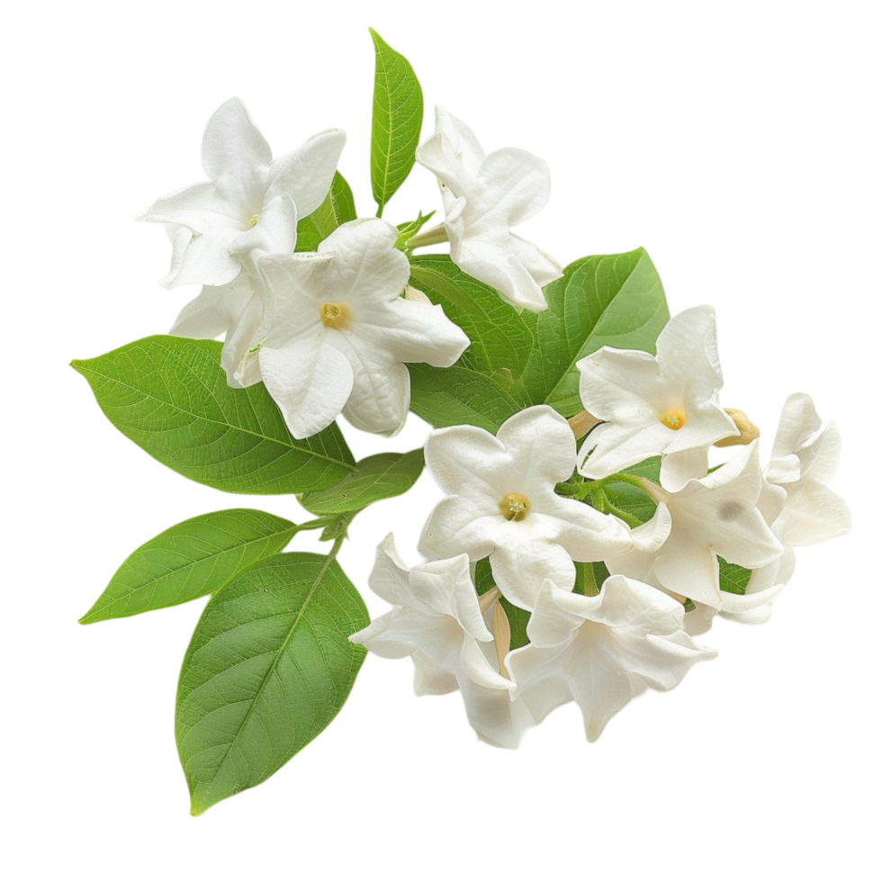 jasmine flowers on a branch with leaves png