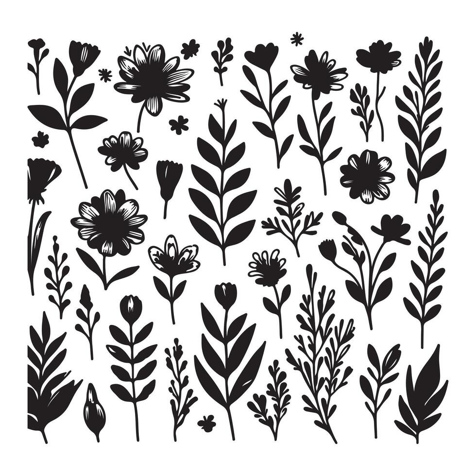 Hand drawn flower doodles. Hand drawn sketch of spring flower plant. simple flower with white background vector