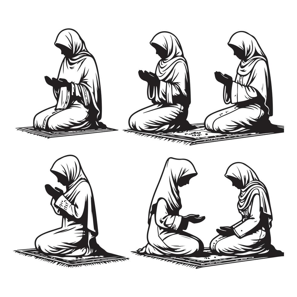 woman praying god silhouette vector