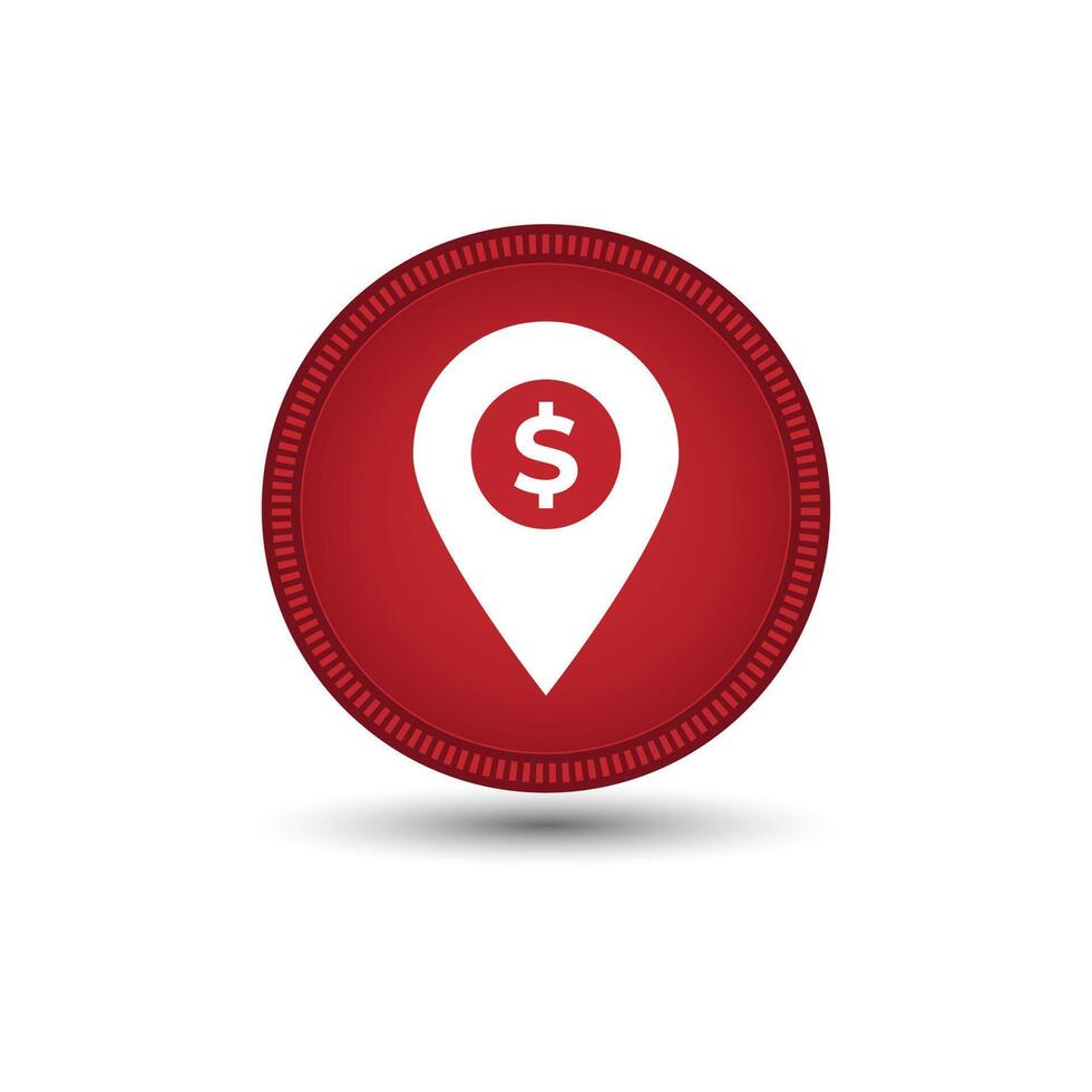 Dollar and pin icon combination. Dollar map marker rounded icon. Symbol and sign illustration design. vector