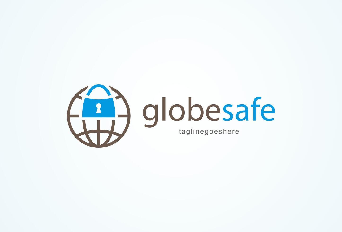 Security logo, Globe with padlock combination, padlock logo design template element, illustration vector