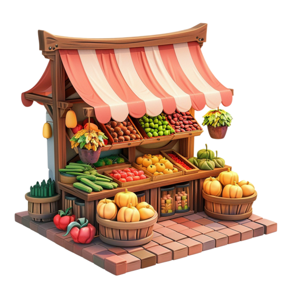 an illustration of a fruit and vegetable stand png