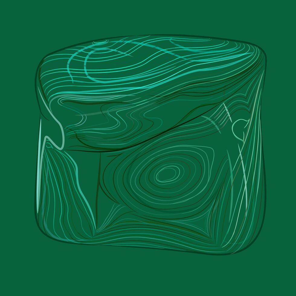 Color line art of natural untreated malachite gem. vector