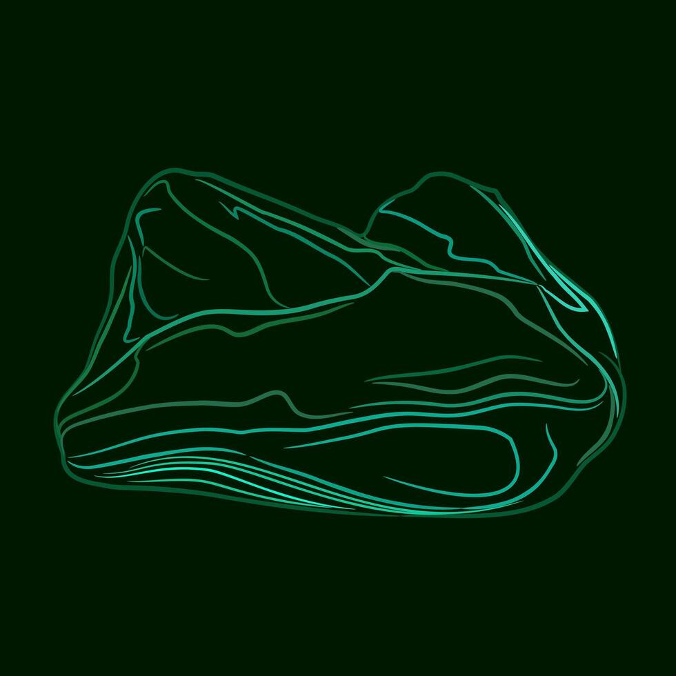 Color line art of natural untreated malachite gem. vector
