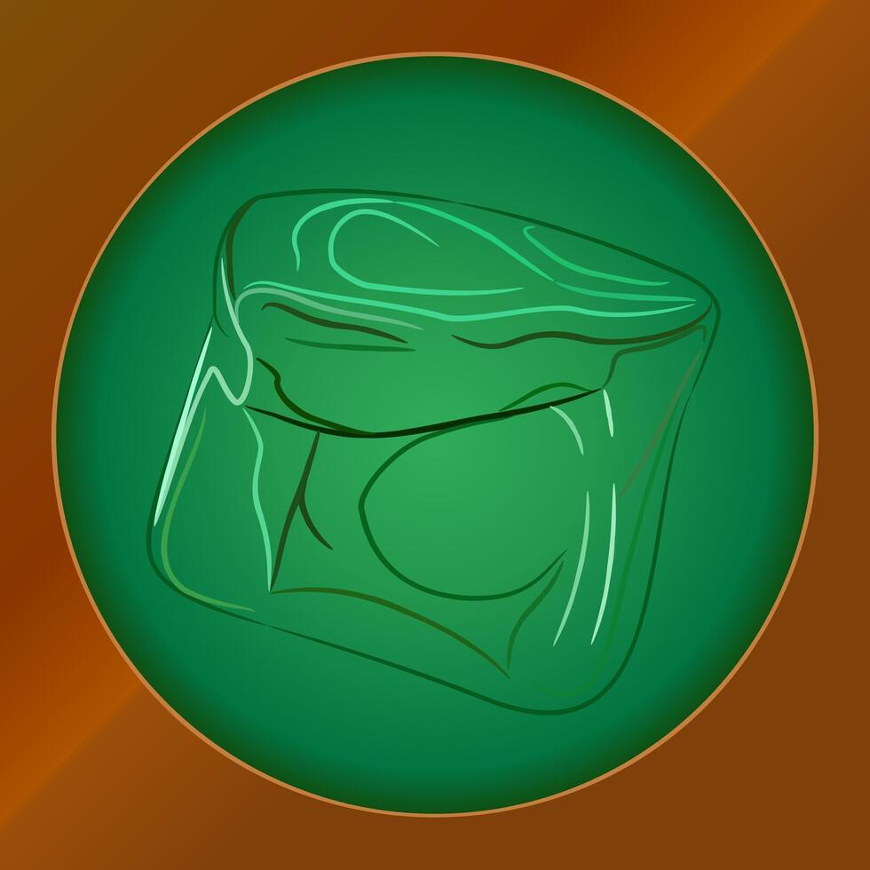 Color line art of natural untreated malachite gem. vector