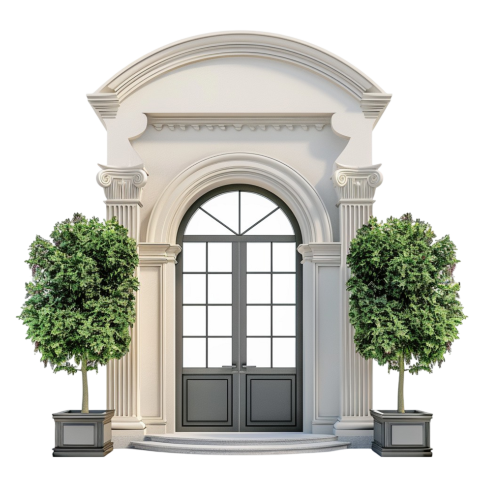 un vieux style porte avec deux mis en pot les plantes png