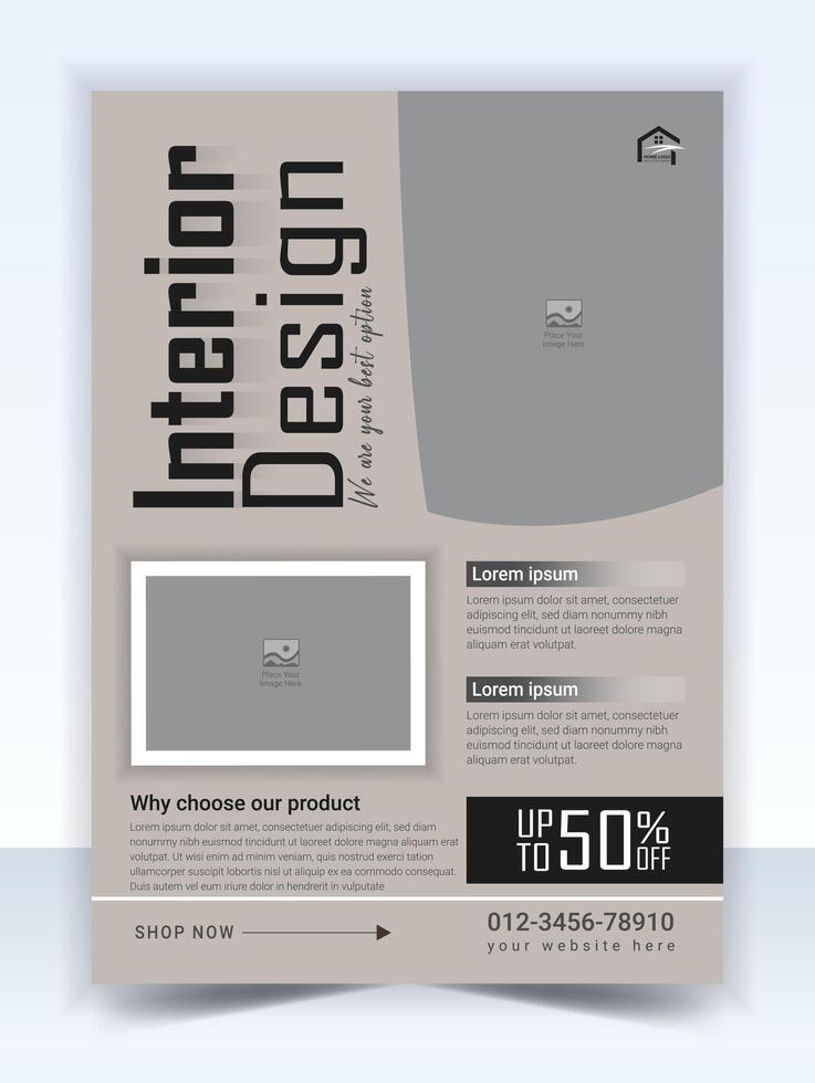 Furniture Sale Flyer Layout, Furniture or Interior Flyers Template vector