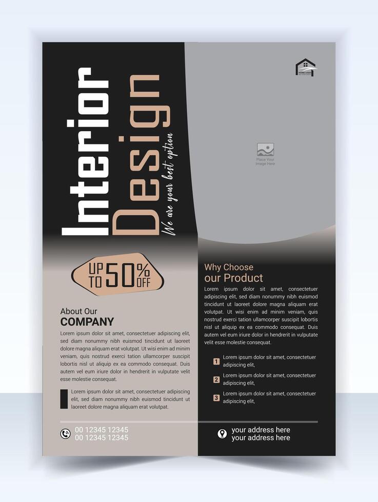Furniture Sale Flyer Layout, Furniture or Interior Flyers Template vector