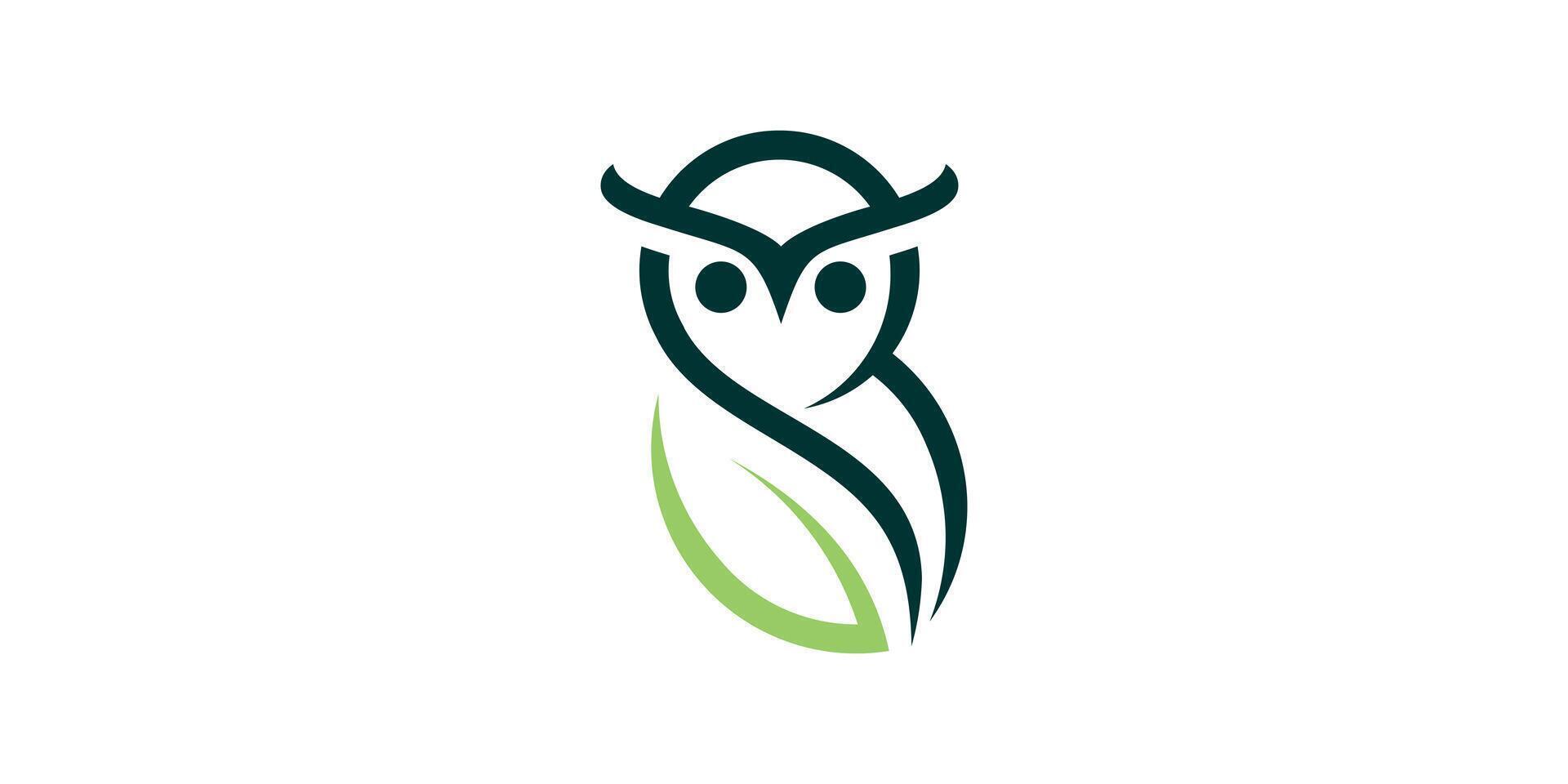 owl and leaf logo design, wild, flying, predator, symbol logo design, icon, , creative, idea. vector