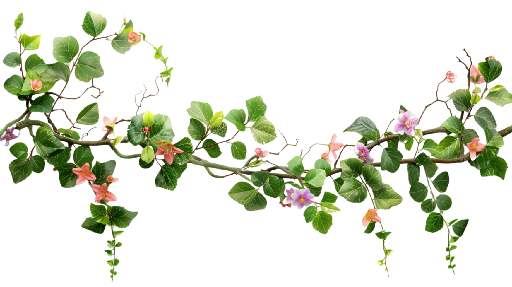 A creeper adorned with vibrant spring flowers on a transparent background png