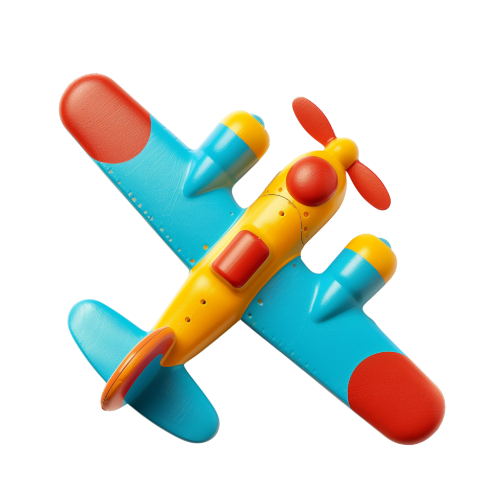A colorful baby toy airplane isolated on a transparent background png