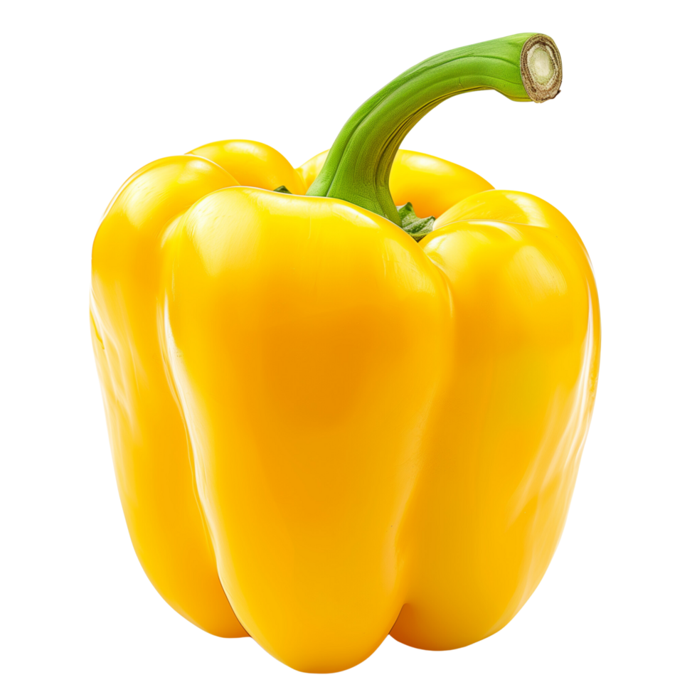 A fresh yellow pepper isolated on a transparent background png