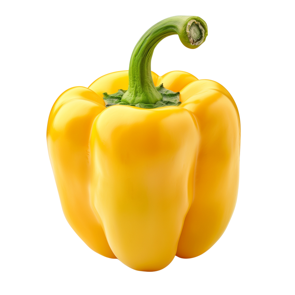 A fresh yellow pepper isolated on a transparent background png