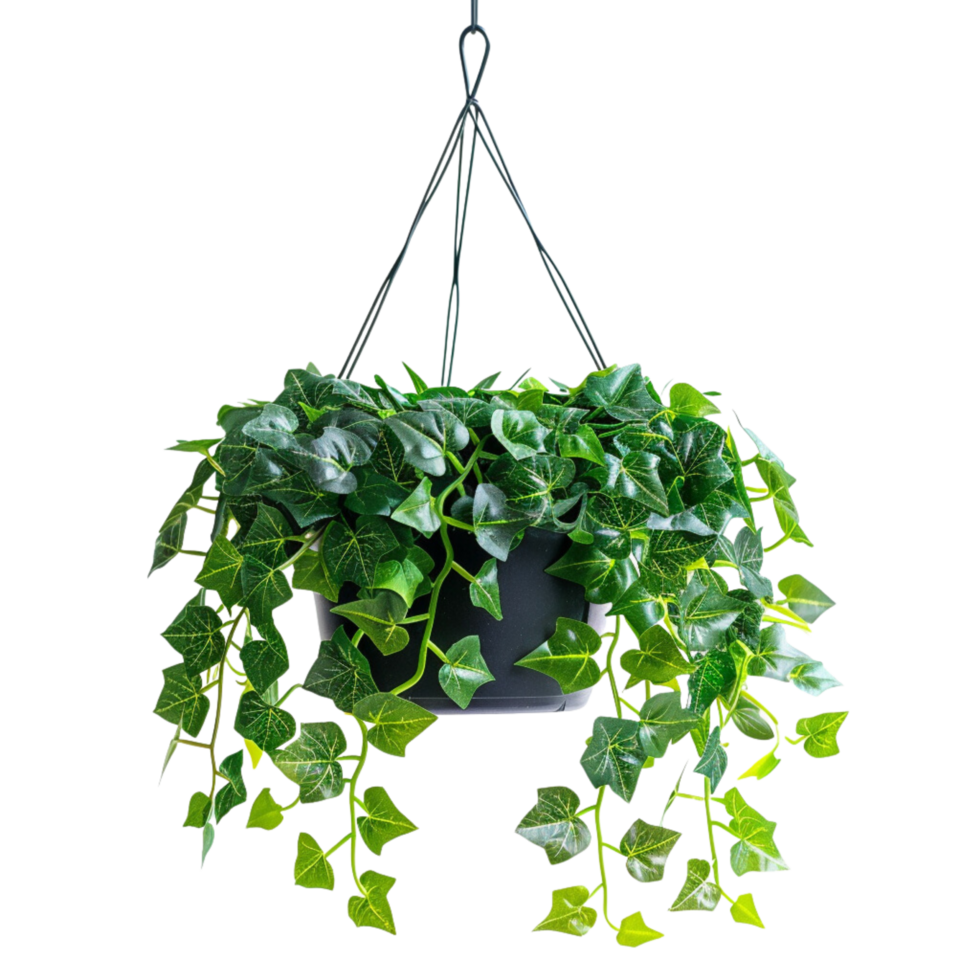 A hanging ivy plants on pot on a transparent background png