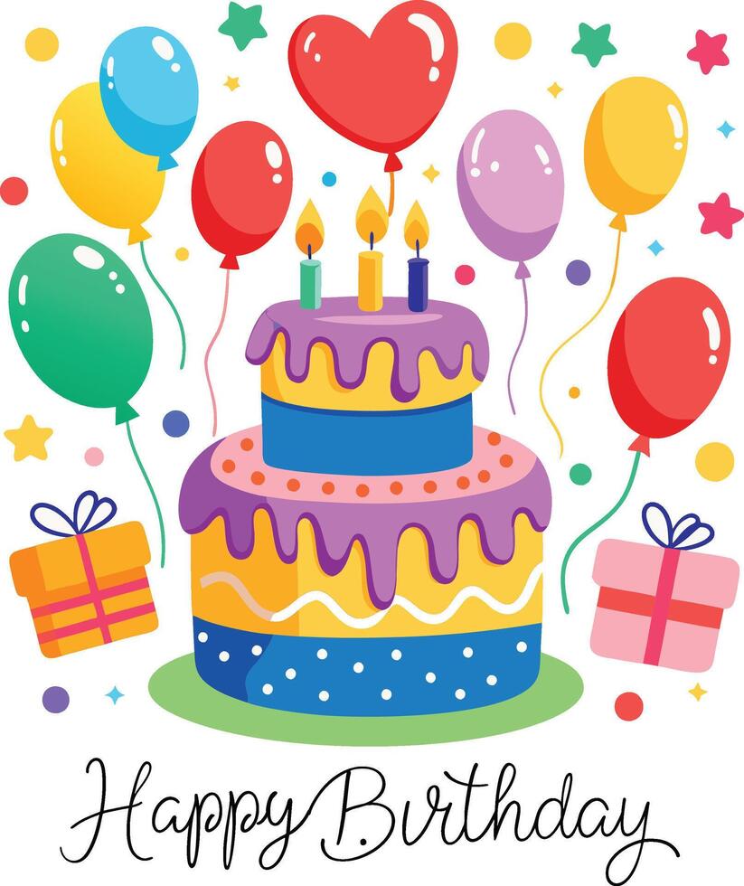 Happy Birthday Day greeting Card illustration vector