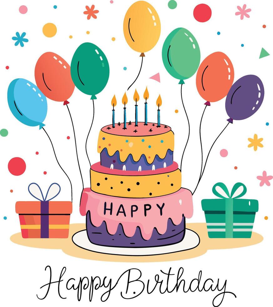 Happy Birthday Day greeting Card illustration vector