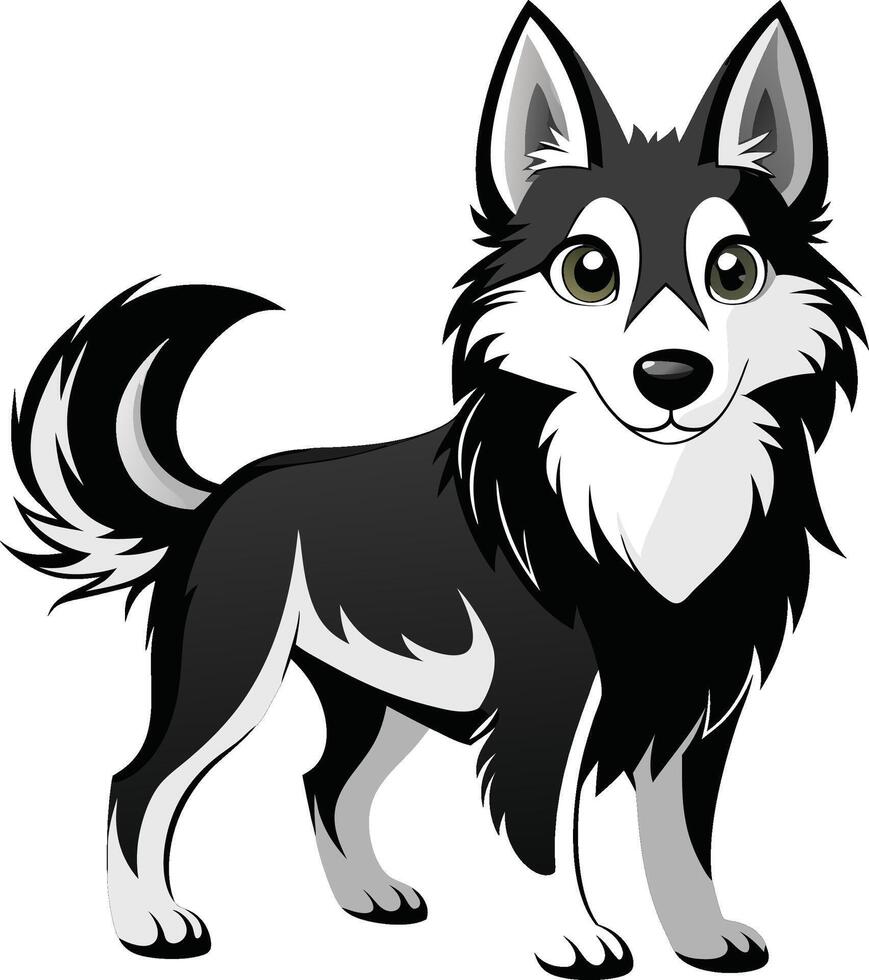 husky dog black and white vector