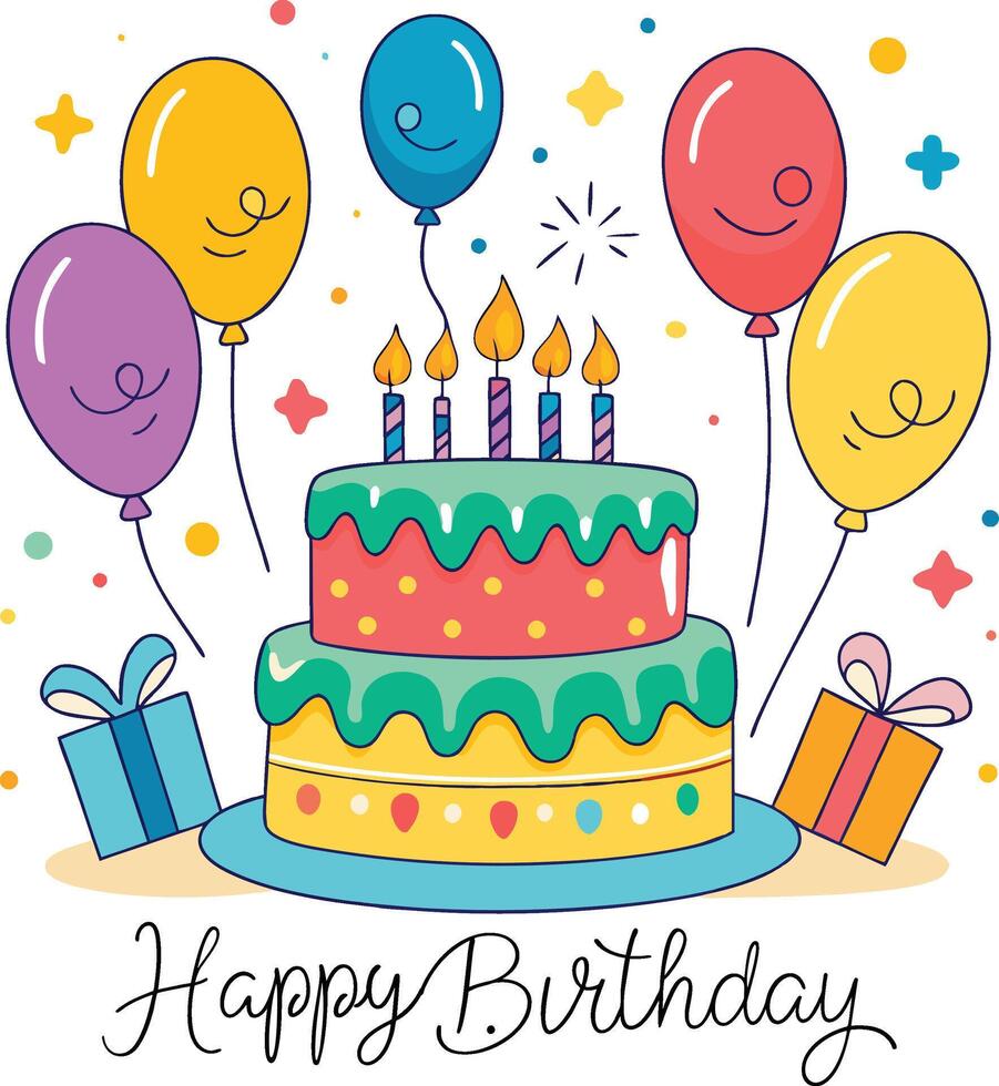 Happy Birthday Day greeting Card illustration vector