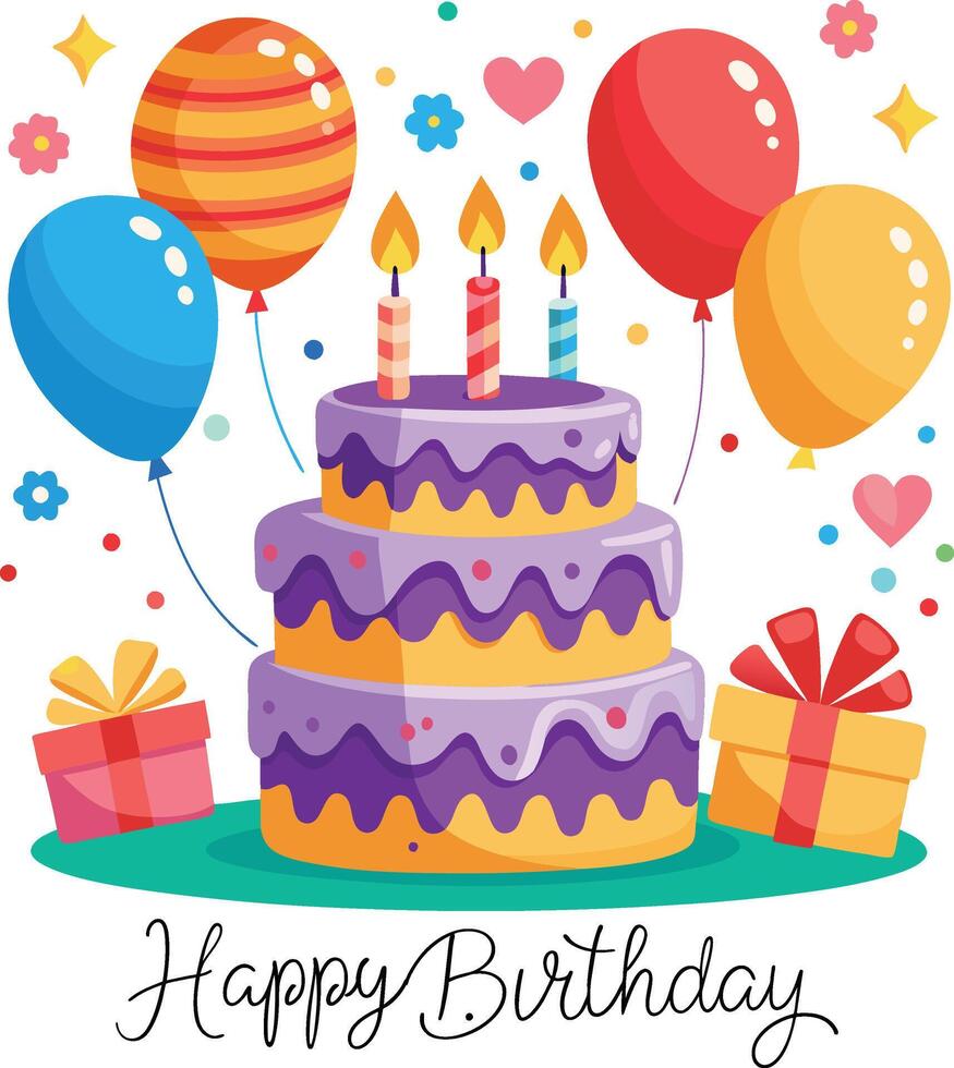 Happy Birthday Day greeting Card illustration vector
