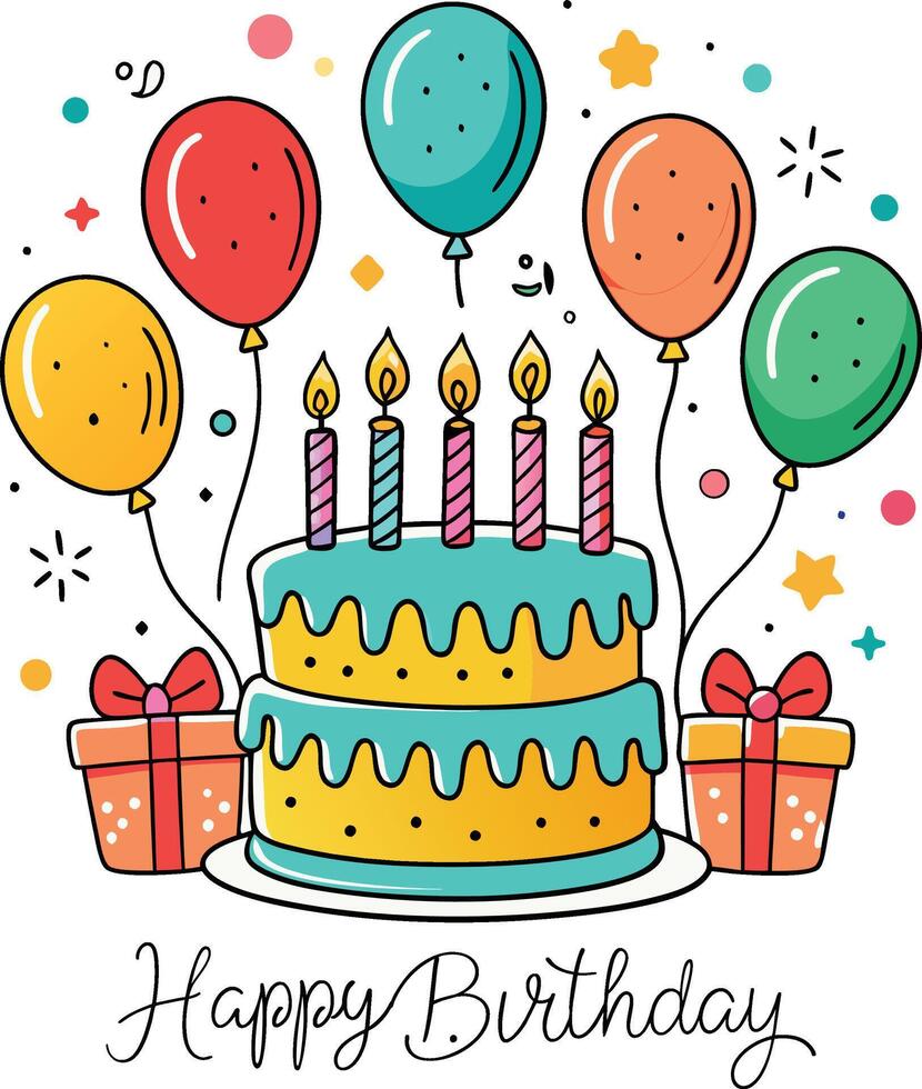 Happy Birthday Day greeting Card illustration vector