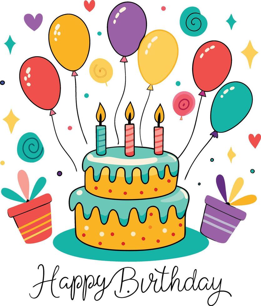 Happy Birthday Day greeting Card illustration vector