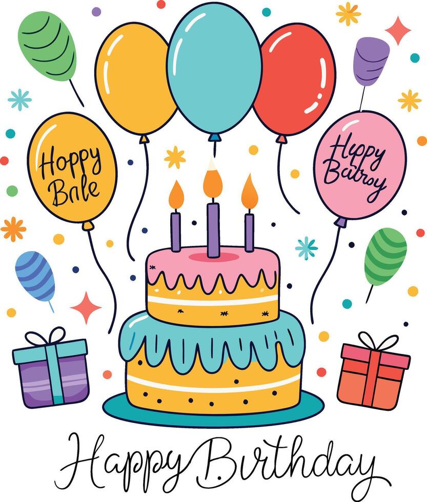 Happy Birthday Day greeting Card illustration vector