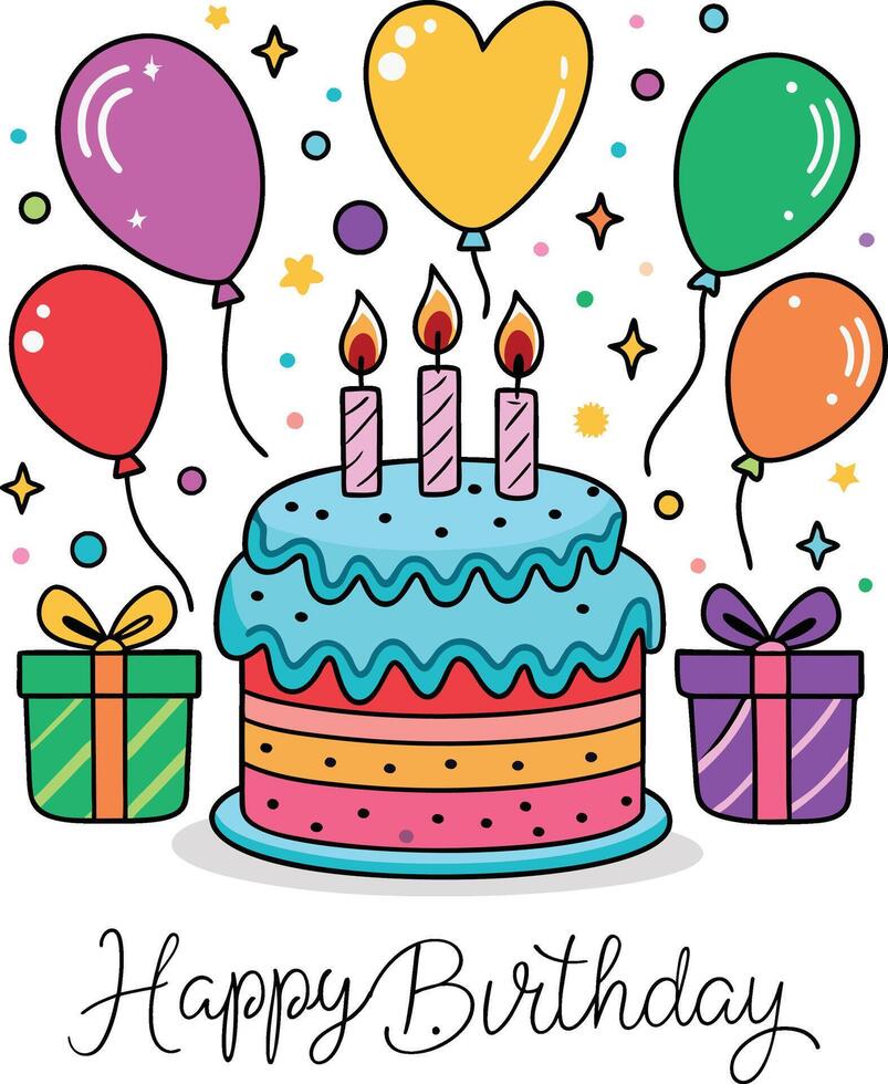 Happy Birthday Day greeting Card illustration vector