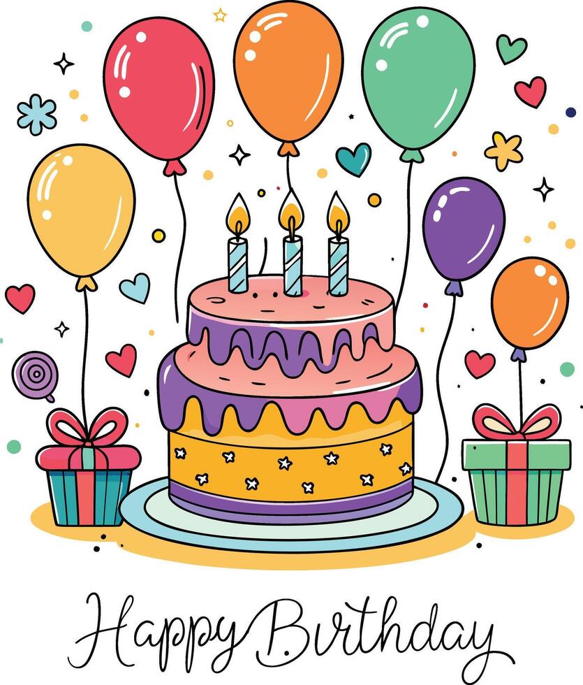 Happy Birthday Day greeting Card illustration vector