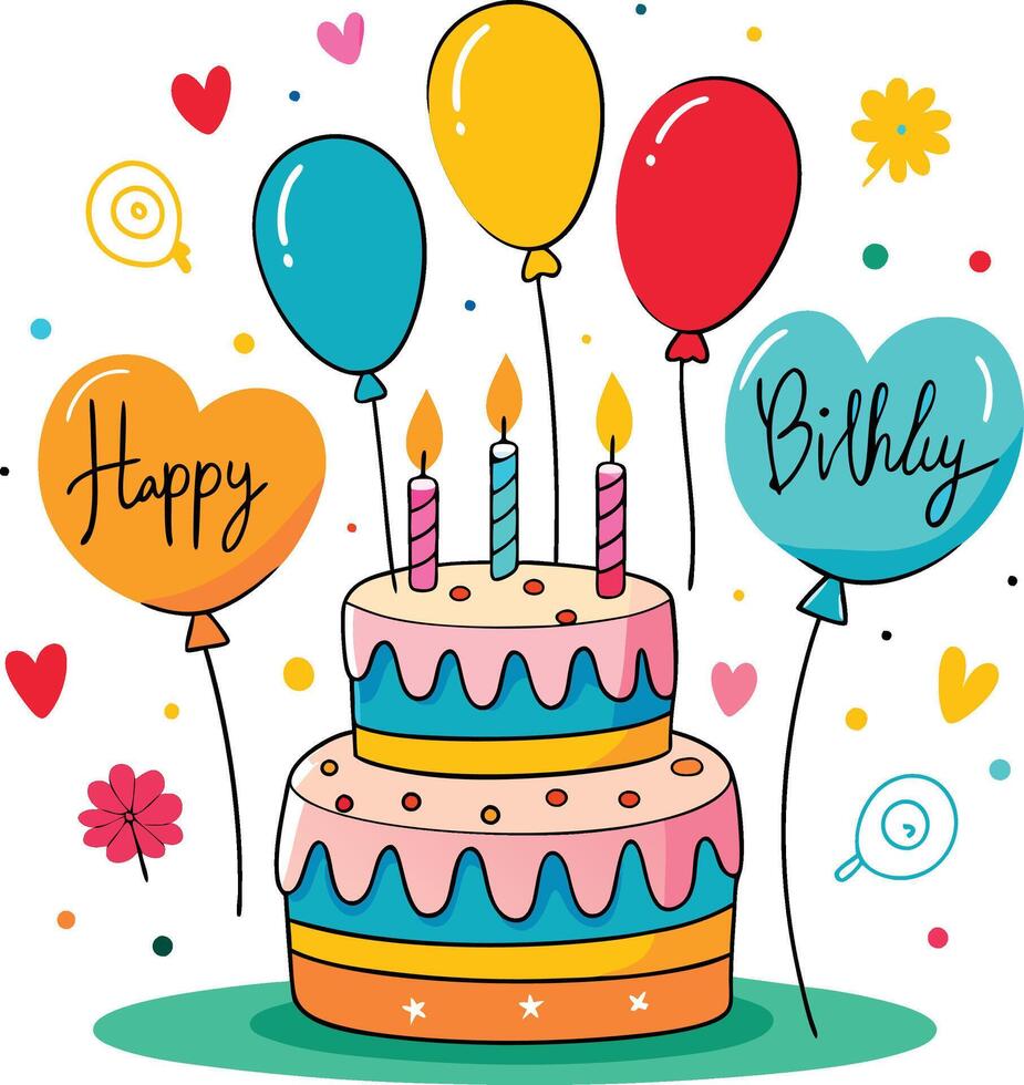 Happy Birthday Day greeting Card illustration vector