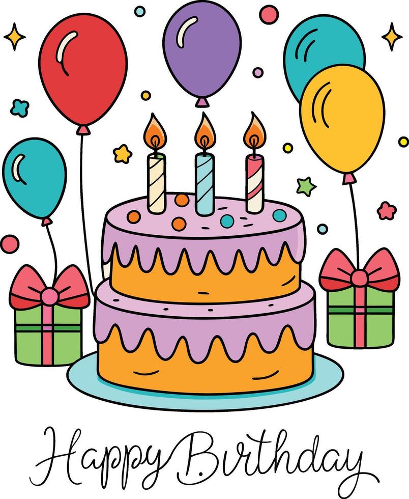 Happy Birthday Day greeting Card illustration vector