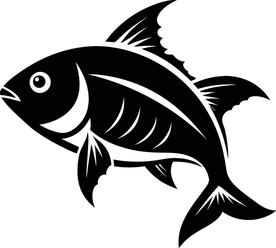 silhouette fish black and white vector