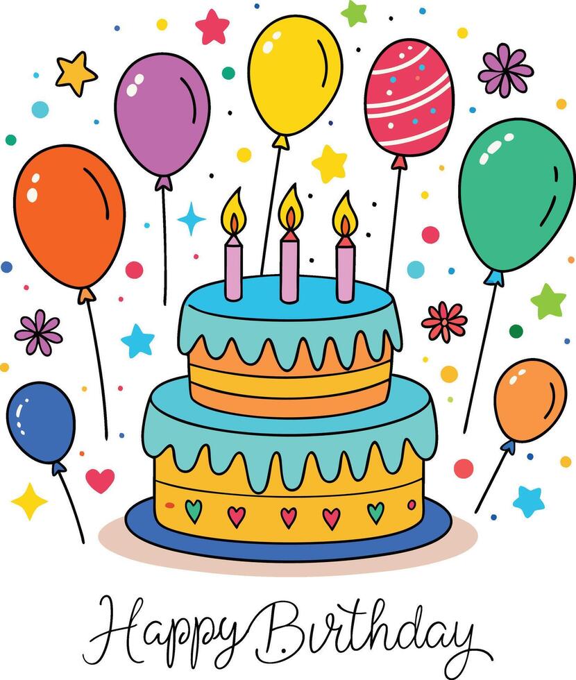 Happy Birthday Day greeting Card illustration vector