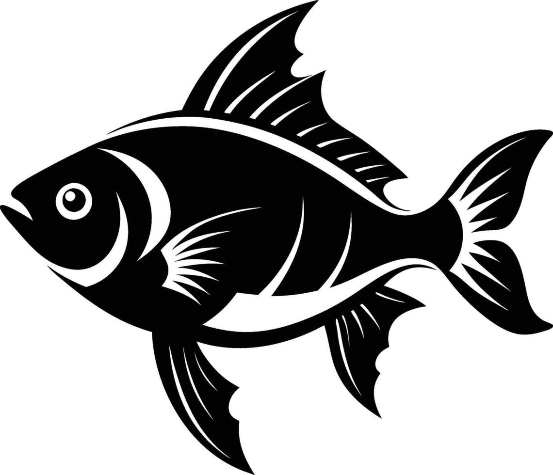 silhouette fish black and white vector