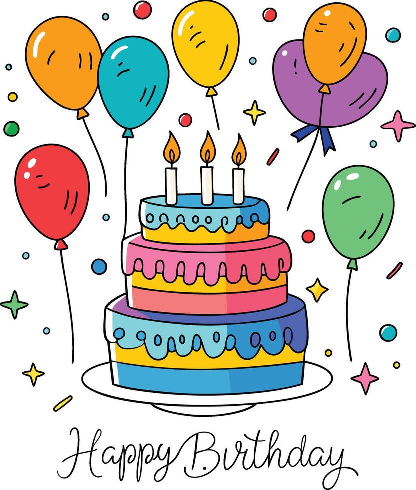 Happy Birthday Day greeting Card illustration vector