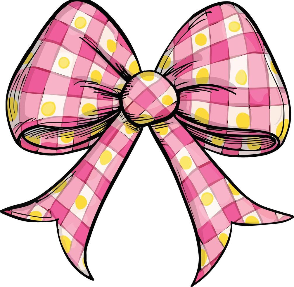 Adorable Pink Ribbon Bow Illustration Isolated on White for Holiday Decorations, Greeting Cards, Invitations, and Wedding Decor vector