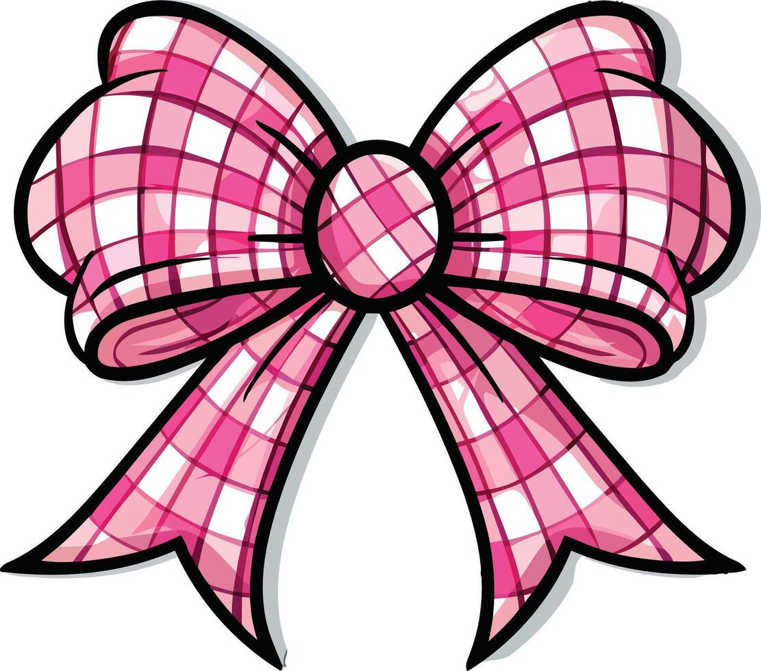 Whimsical Pink Polka Dot and Striped Bow with Purple Trim Isolated on White Background Ideal for Creative and Decorative Projects vector