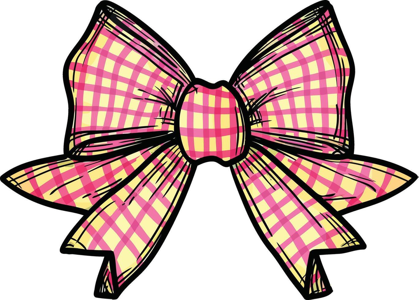 Elegant Pink Bow with Gold Accents Illustration Perfect for Postcards, Invitations, and Feminine Design Elements vector