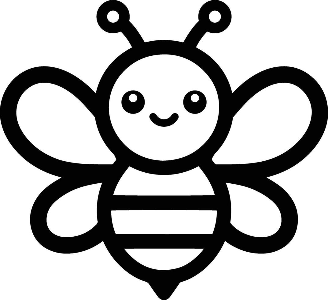 Honey Bee Line Art Simple Illustrations vector