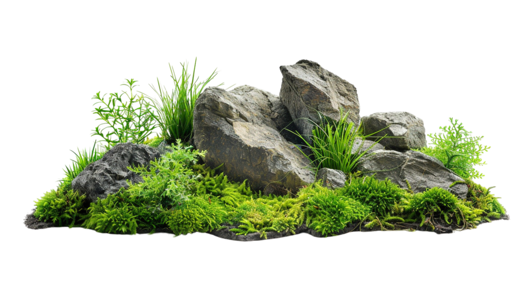 Accompanied by ornamental stones and grass on a transparent background png