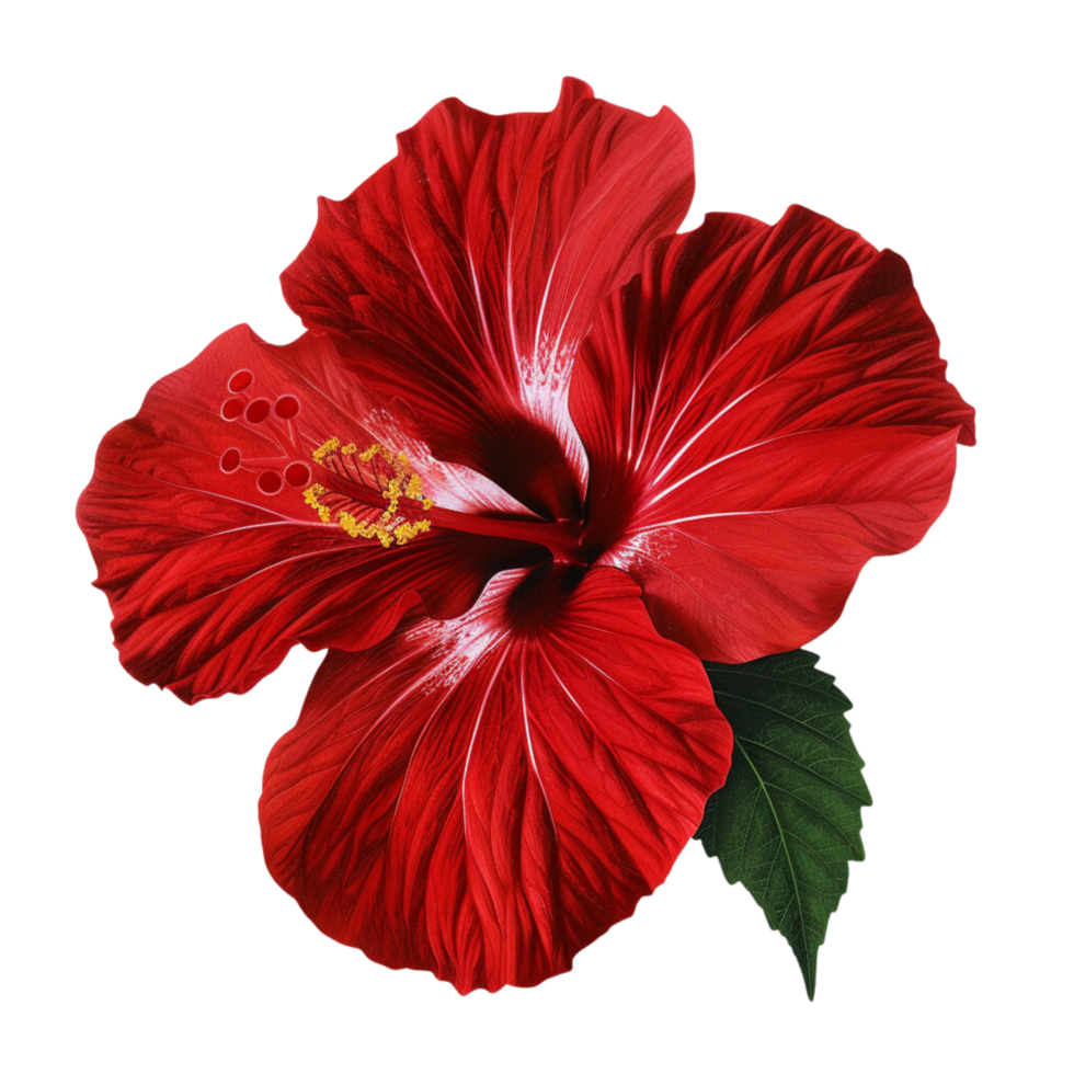 A tropical red hibiscus flowers on a transparent background png