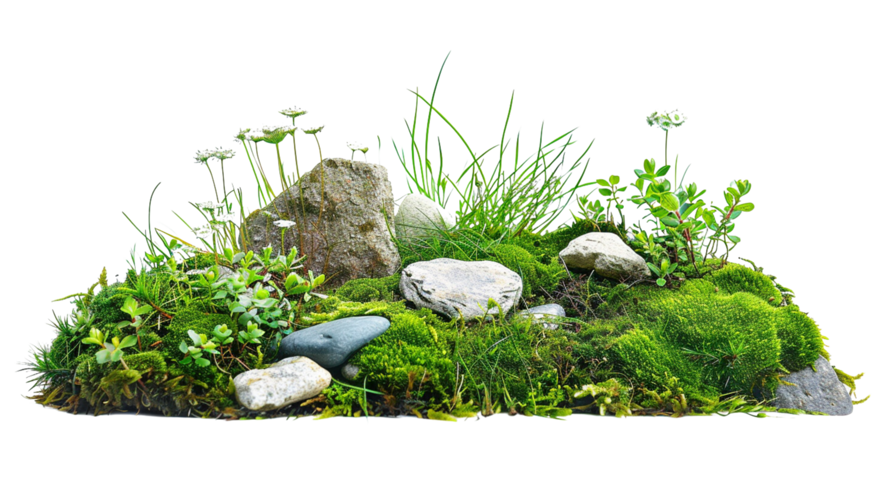 Accompanied by ornamental stones and grass on a transparent background png